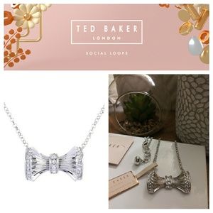 Ted Baker Swarovski Crystal Pleated Bow Necklace